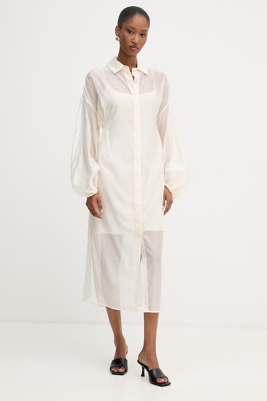 Liu Jo sukienka koszulowa z lyocellem beżowy WA6399.T435A