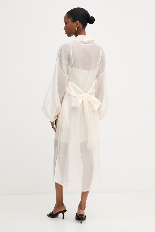 Odzież Liu Jo sukienka koszulowa z lyocellem WA6399.T435A beżowy