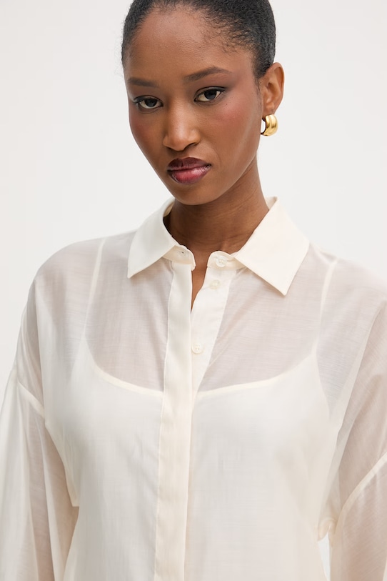 Liu Jo sukienka koszulowa z lyocellem beżowy WA6399.T435A