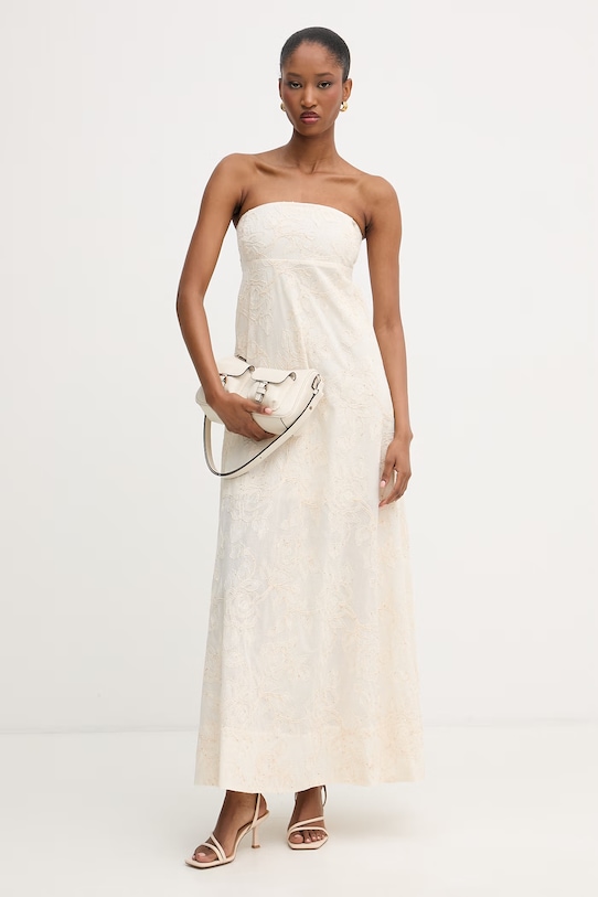 Liu Jo sukienka rozkloszowana bawełniana WA6456.T472A beżowy SS26