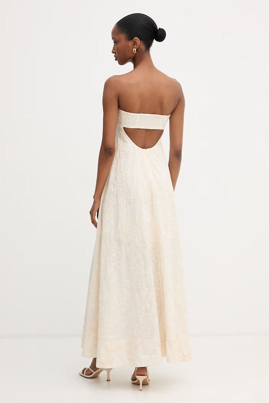 Odzież Liu Jo sukienka rozkloszowana bawełniana WA6456.T472A beżowy