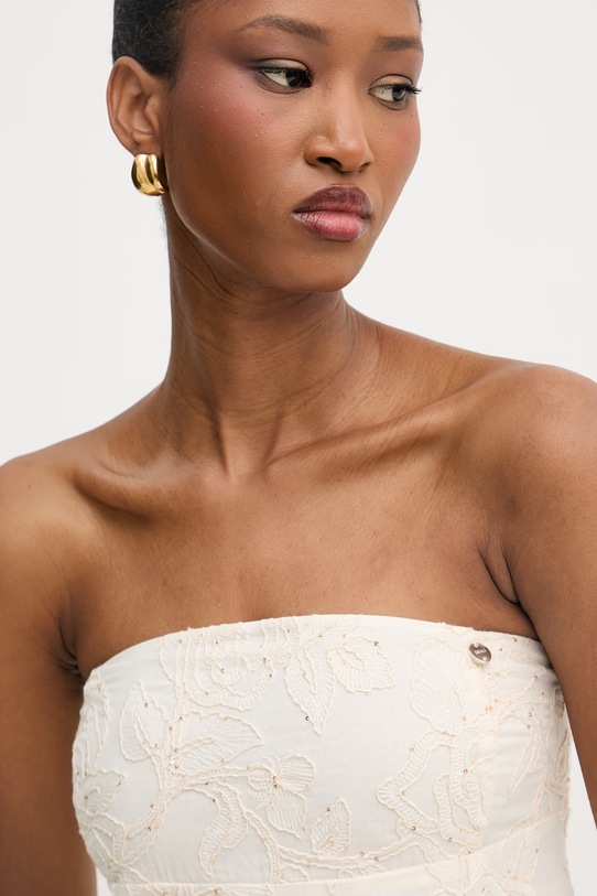 Liu Jo sukienka rozkloszowana bawełniana beżowy WA6456.T472A