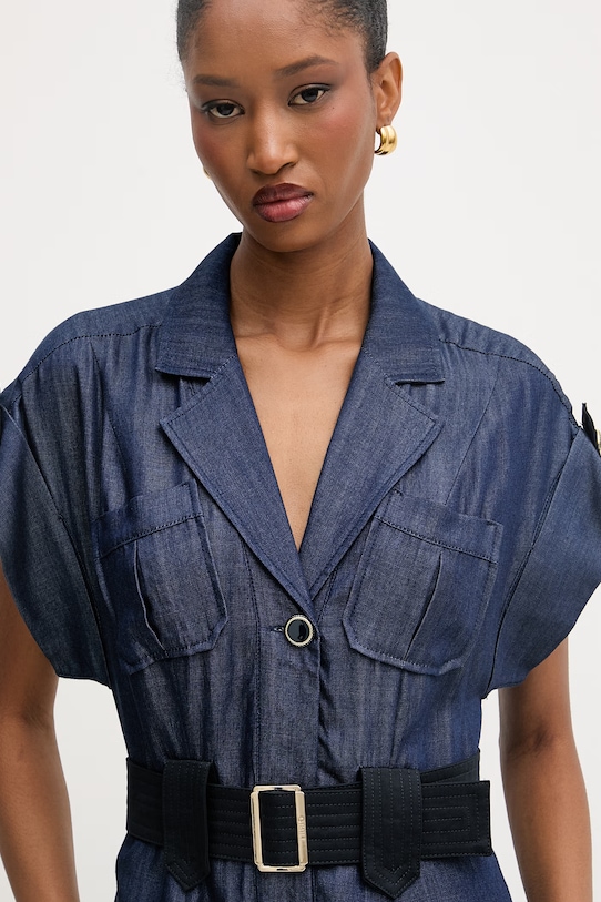 Liu Jo sukienka koszulowa z lyocellu granatowy UA6315.D0335