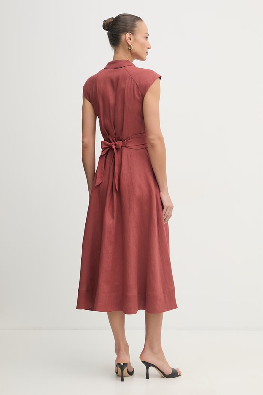 Odzież Marella sukienka koszulowa lniana VENTO 2613221114200 pomarańczowy