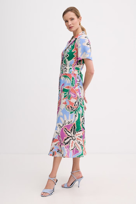 Marella sukienka letnia lniana PACCHE 2613221124200 niebieski SS26