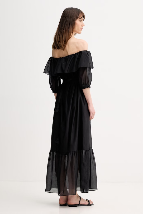 Odzież Marella sukienka hiszpanka z dodatkiem jedwabiu AEROSI 2613221134200 czarny