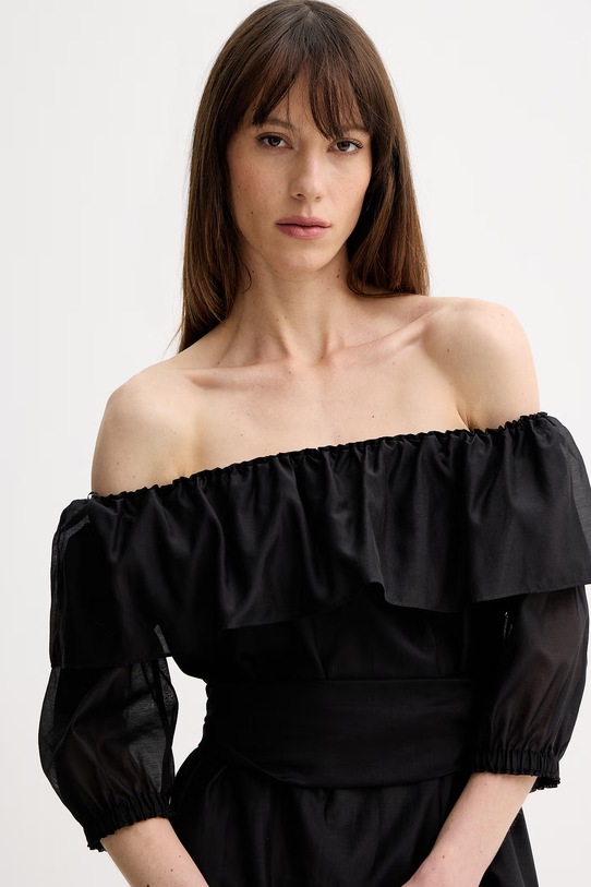 Marella sukienka hiszpanka z dodatkiem jedwabiu AEROSI czarny 2613221134200