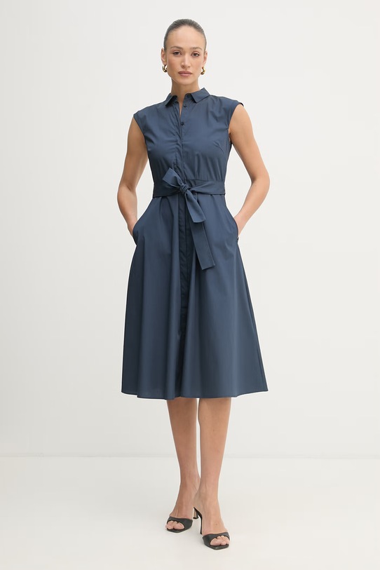 Marella sukienka koszulowa bawełniana Emme by Marella 2615221202200 granatowy SS26
