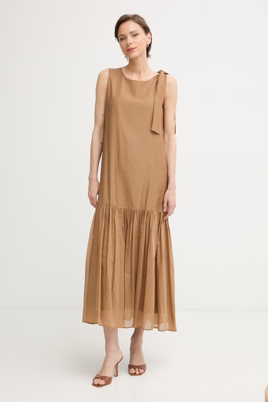 Marella сукня з шовком Emme by Marella бежевий 2615221472200