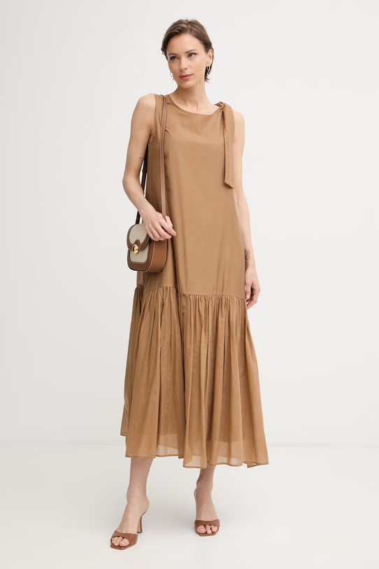 Marella сукня з шовком Emme by Marella 2615221472200 бежевий SS26