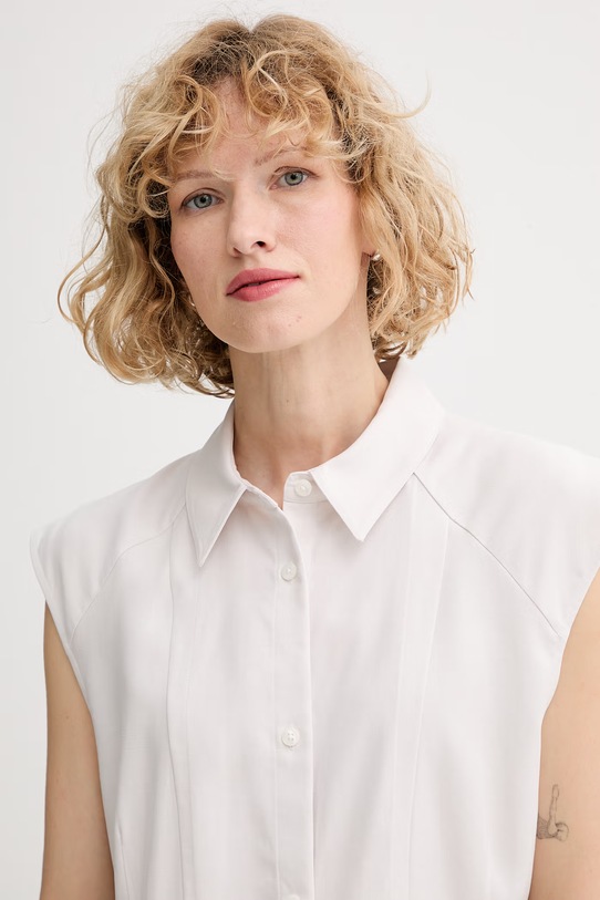 Calvin Klein лятна рокля с добавен лен бежов LV044F015G