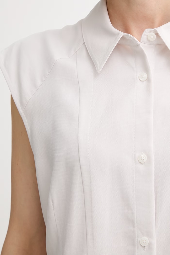 Calvin Klein лятна рокля с добавен лен LV044F015G бежов