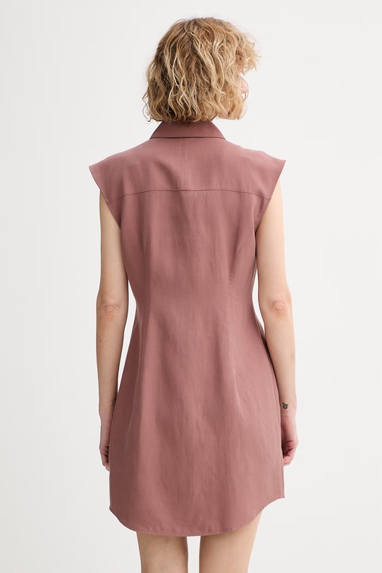 Odzież Calvin Klein sukienka letnia z dodatkiem lnu LV044F015G brązowy