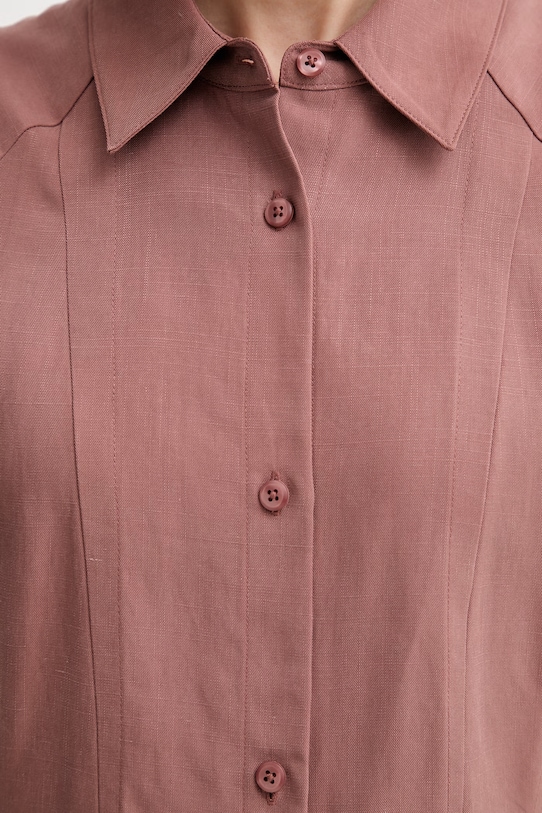 Calvin Klein ljetna haljina s dodatkom lana LV044F015G smeđa