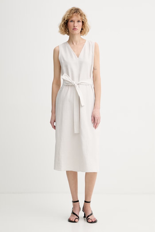 Calvin Klein лятна рокля с лен бежов LV044F040G