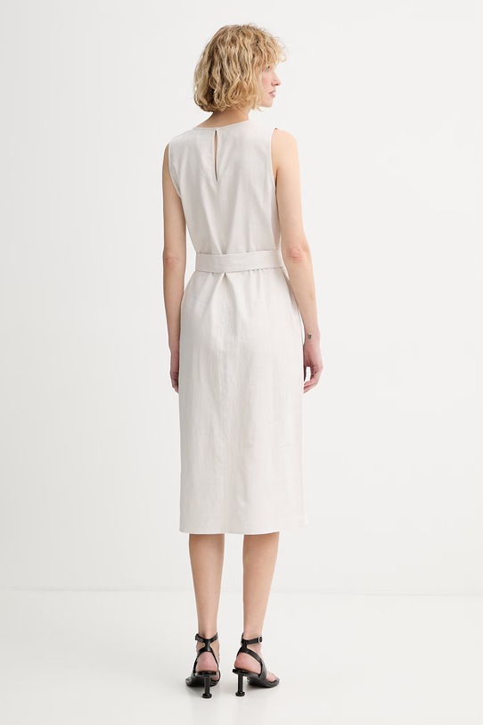 Дрехи Calvin Klein лятна рокля с лен LV044F040G бежов