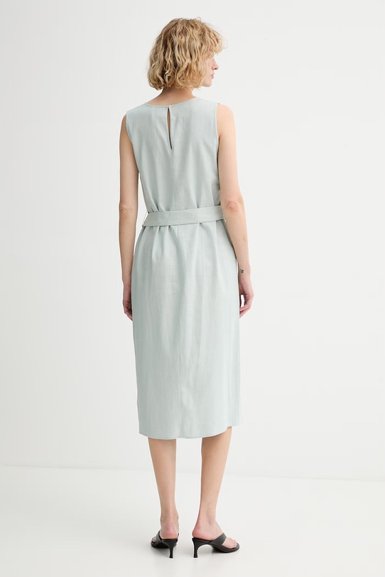 Дрехи Calvin Klein лятна рокля с лен LV044F040G зелен