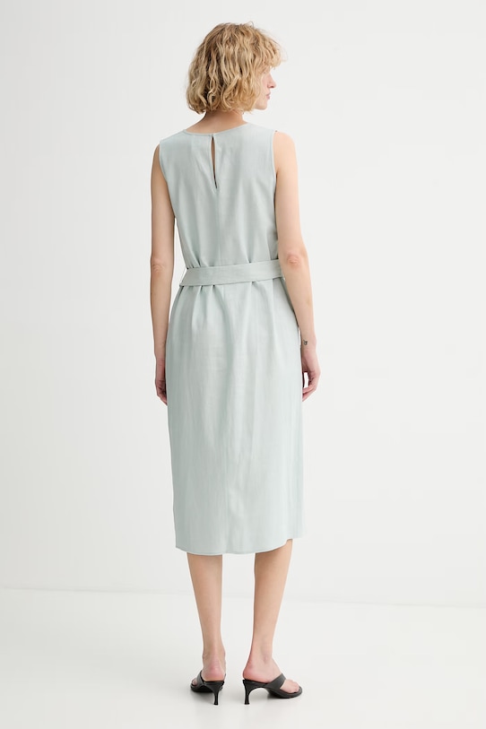 Дрехи Calvin Klein лятна рокля с лен LV044F040G зелен