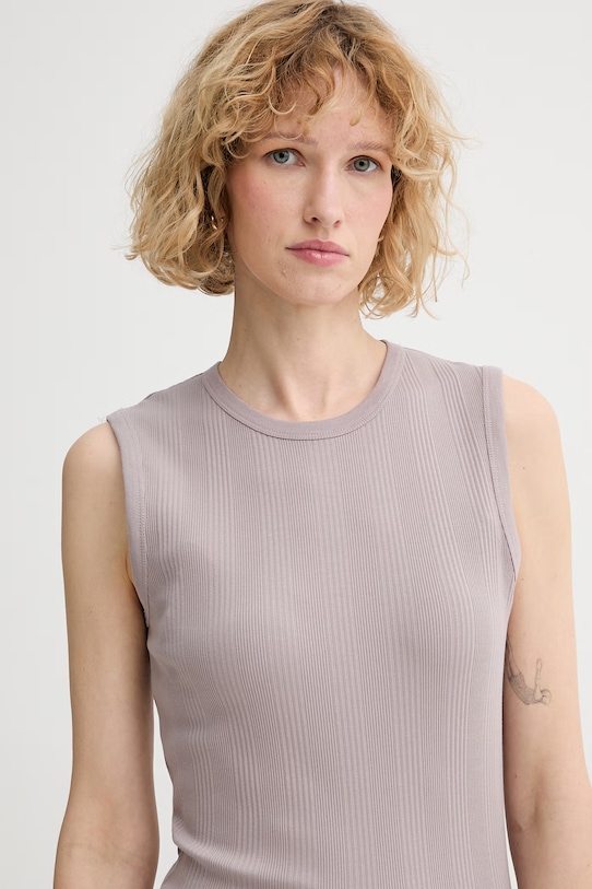 Calvin Klein asimetrična haljina od pamuka s elastanom ljubičasta LV044F214G