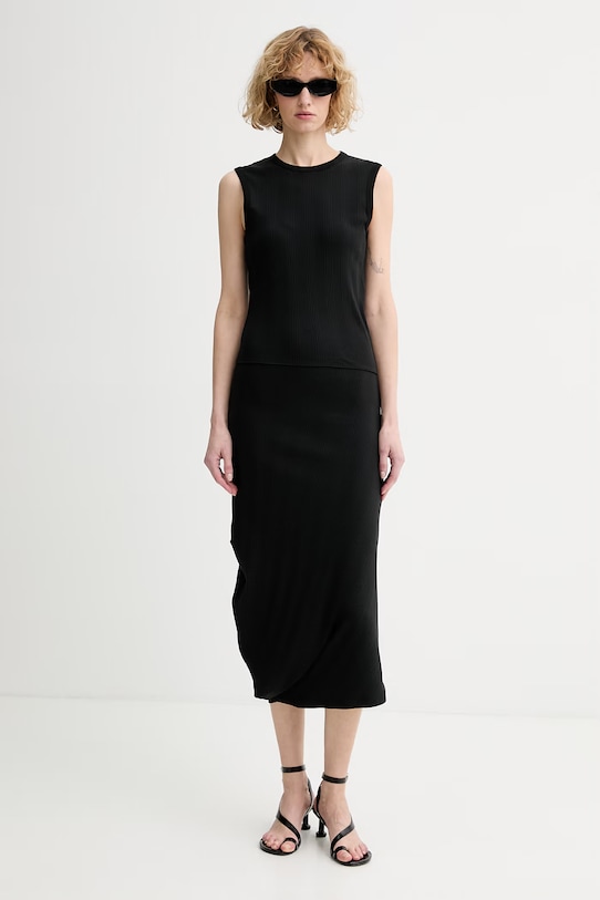 Calvin Klein vestito asimmetrico in cotone con elastan LV044F214G nero SS26