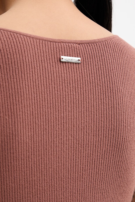 Calvin Klein oprijeta obleka z viskozo LV044F304G rjava