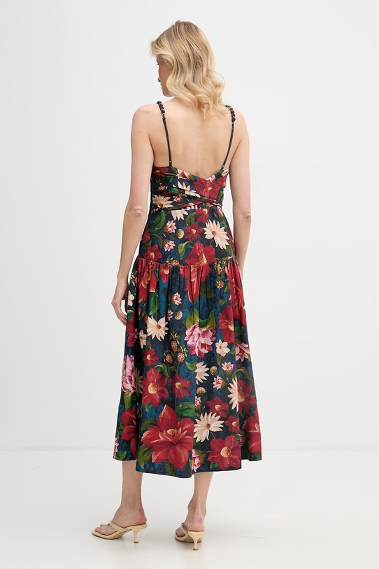 Oblečenie Barbour šaty s ľanom x Farm Rio LDR1030 tmavomodrá