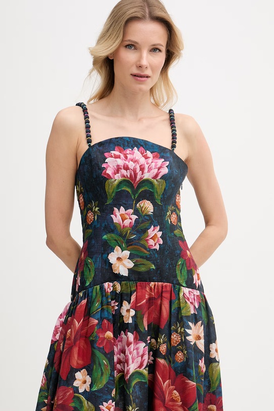 Barbour šaty s ľanom x Farm Rio tmavomodrá LDR1030