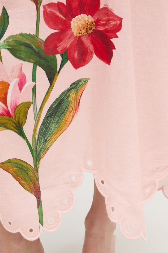 Barbour letné šaty s ľanom x Farm Rio LDR1032 ružová