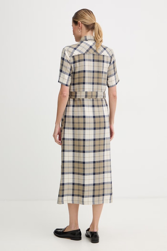 Odzież Barbour sukienka z lnem Fern LDR0988 zielony