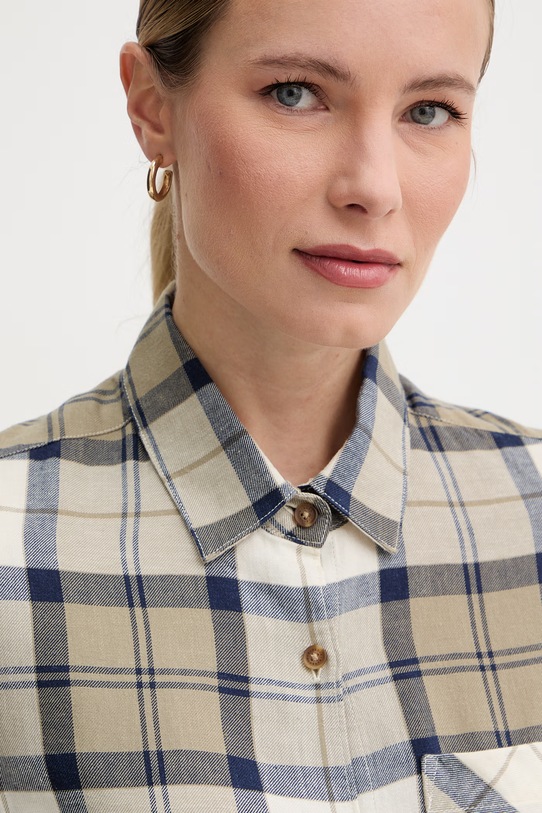 Barbour sukienka z lnem Fern zielony LDR0988