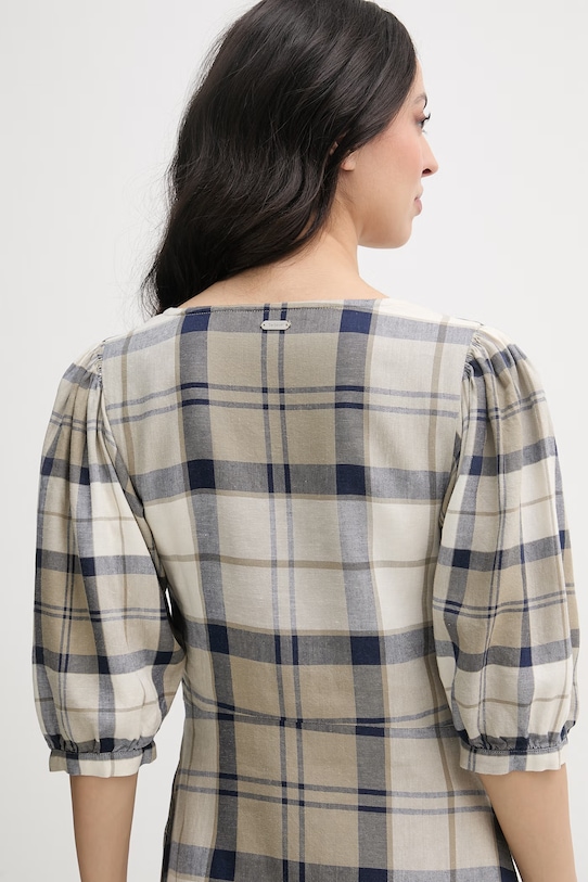 Barbour sukienka z dodatkiem lnu Ballina LDR1014 beżowy