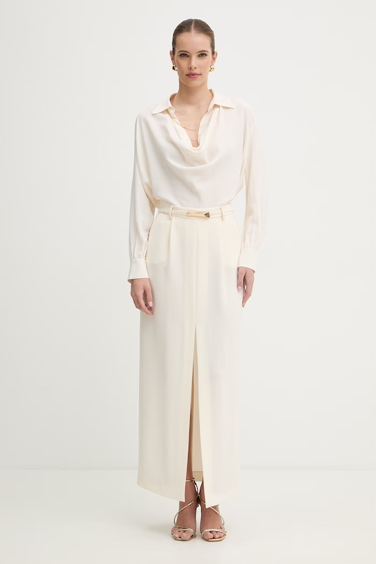 Simona Corsellini spódnica z rozcięciem P26CPGO00901 beżowy SS26