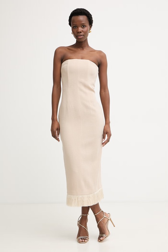 Simona Corsellini sukienka letnia z wiskozą beżowy P26CPAB01301