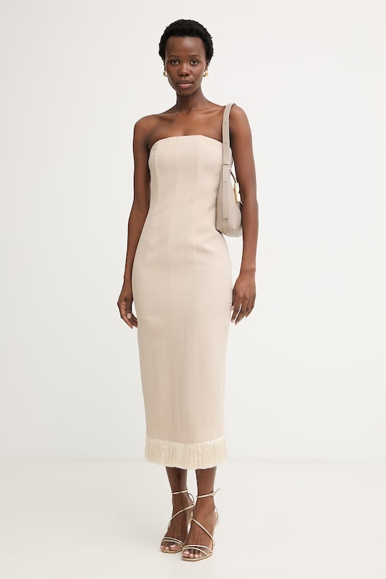 Simona Corsellini sukienka letnia z wiskozą P26CPAB01301 beżowy SS26