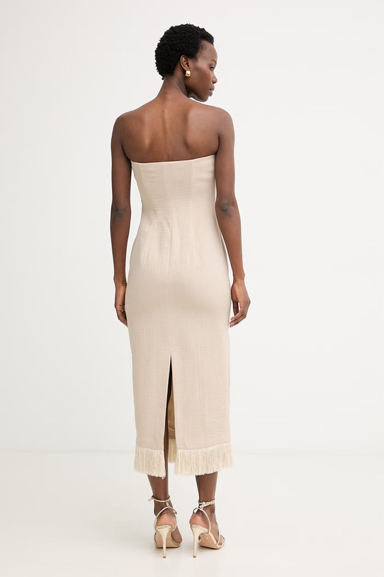 Odzież Simona Corsellini sukienka letnia z wiskozą P26CPAB01301 beżowy