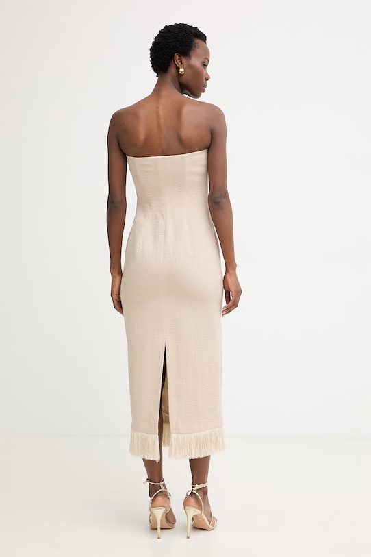 Odzież Simona Corsellini sukienka letnia z wiskozą P26CPAB01301 beżowy