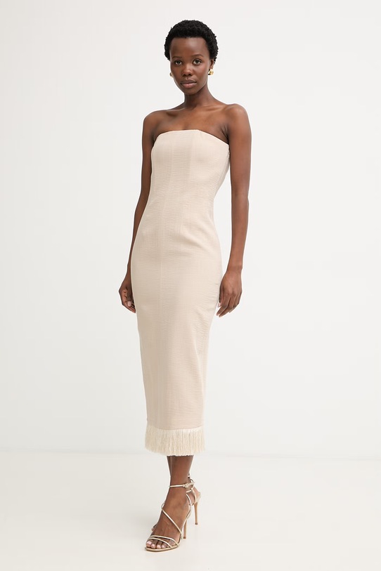 Simona Corsellini sukienka letnia z wiskozą beżowy P26CPAB01301