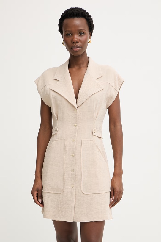 Simona Corsellini sukienka koszulowa z wiskozą beżowy P26CPAB02201