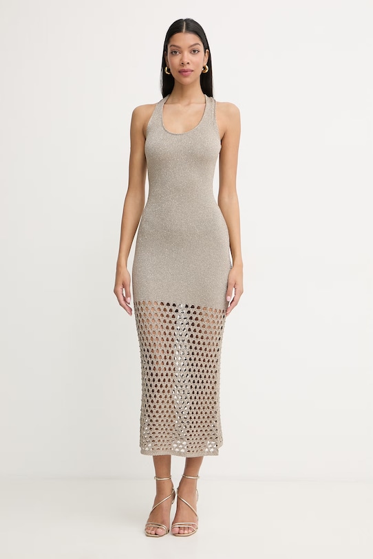 Simona Corsellini sukienka z wiskozą złoty P26CPABO0301