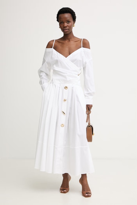 Simona Corsellini spódnica bawełniana P26CPGOC0201 biały SS26