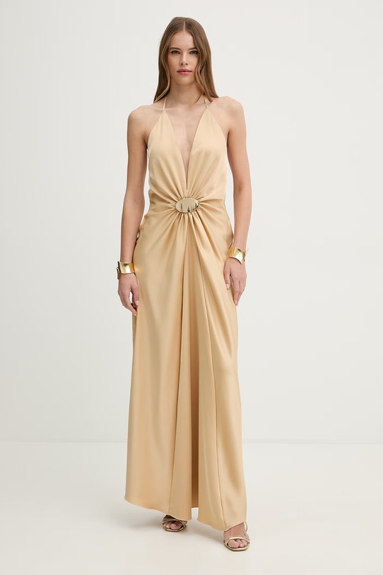 Simona Corsellini sukienka rozkloszowany złoty P26CEAB11201