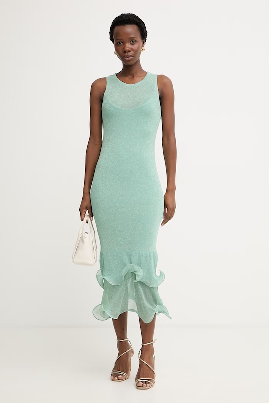 Simona Corsellini sukienka z wiskozą P26CPABO0601 turkusowy SS26