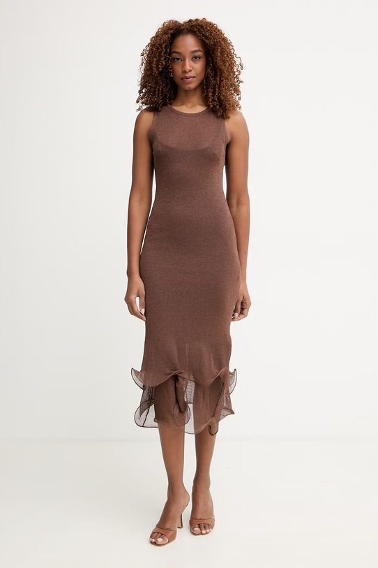 Simona Corsellini рокля от вискоза P26CPABO0601 кафяв SS26