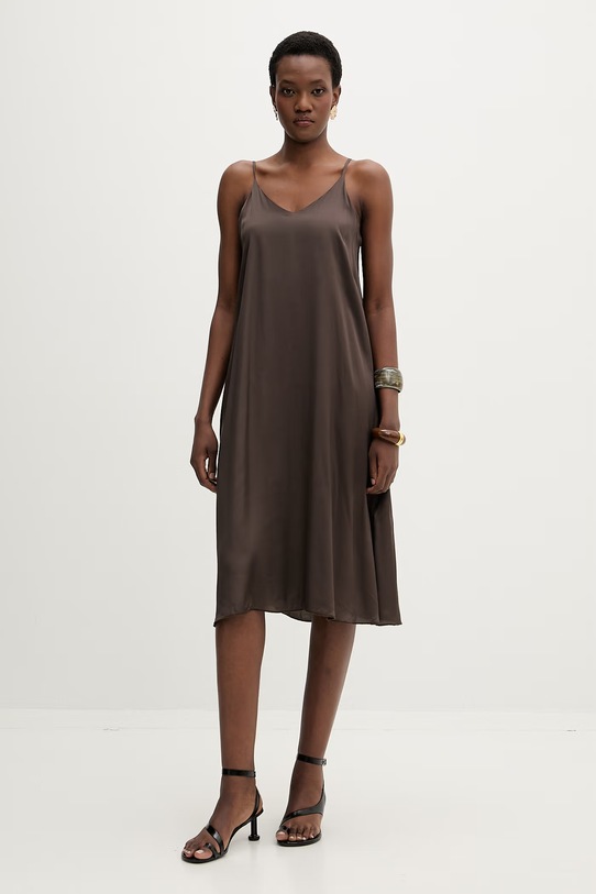 American Vintage sukienka z wiskozy brązowy BOV14C