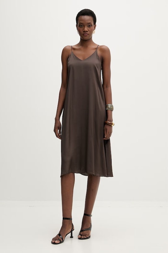 American Vintage sukienka z wiskozy brązowy BOV14C