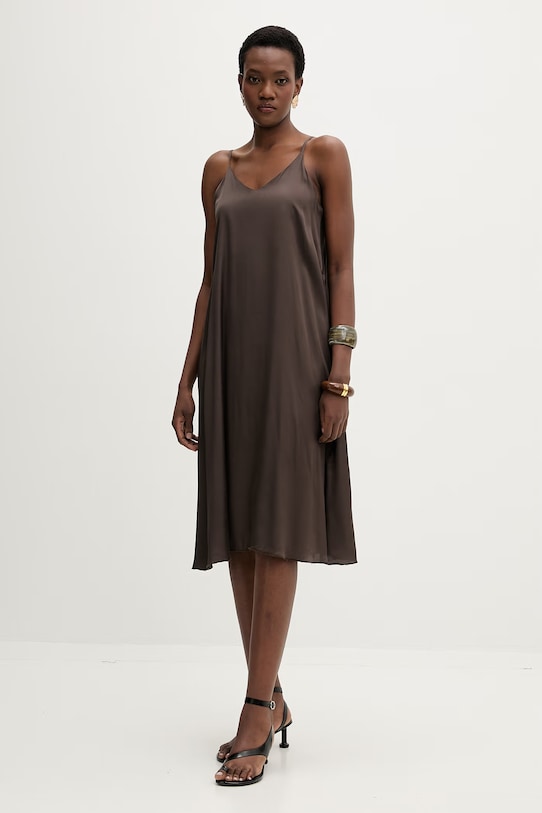 American Vintage sukienka z wiskozy BOV14C brązowy SS26