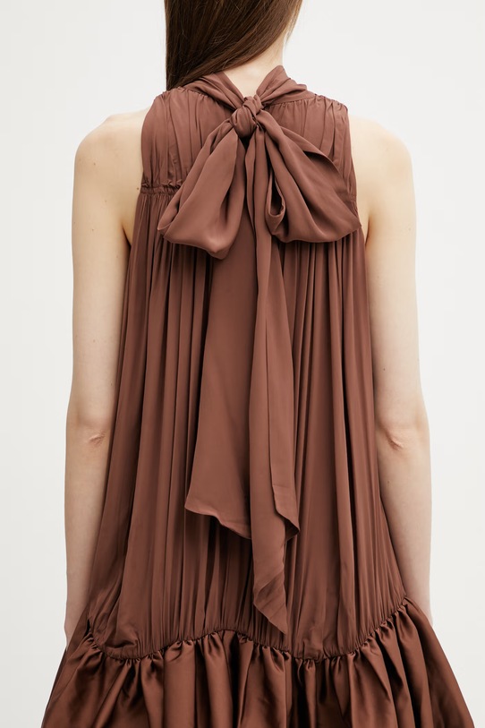 Rotate sukienka gładka z wiskozy 1156092037 brązowy