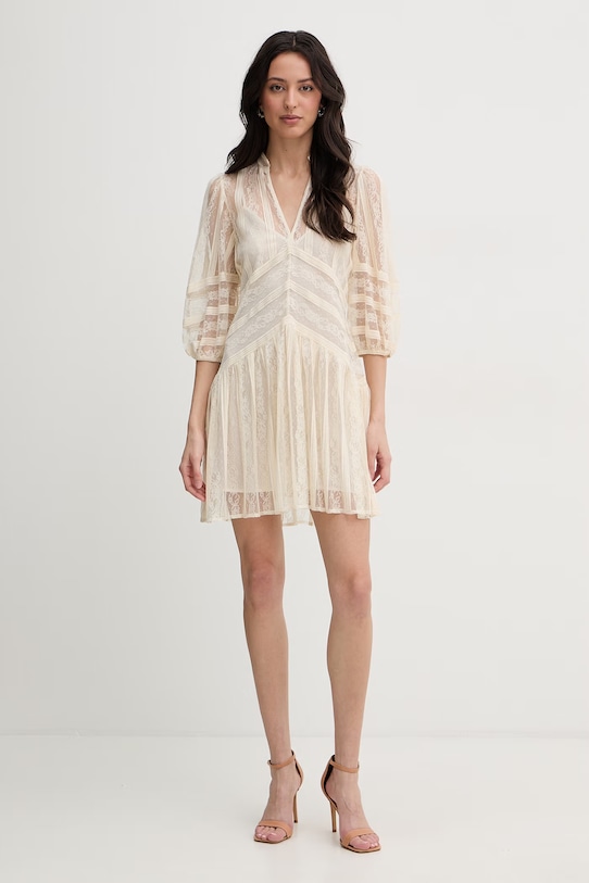 Twinset рокля от дантела 261TP2543 бежов SS26