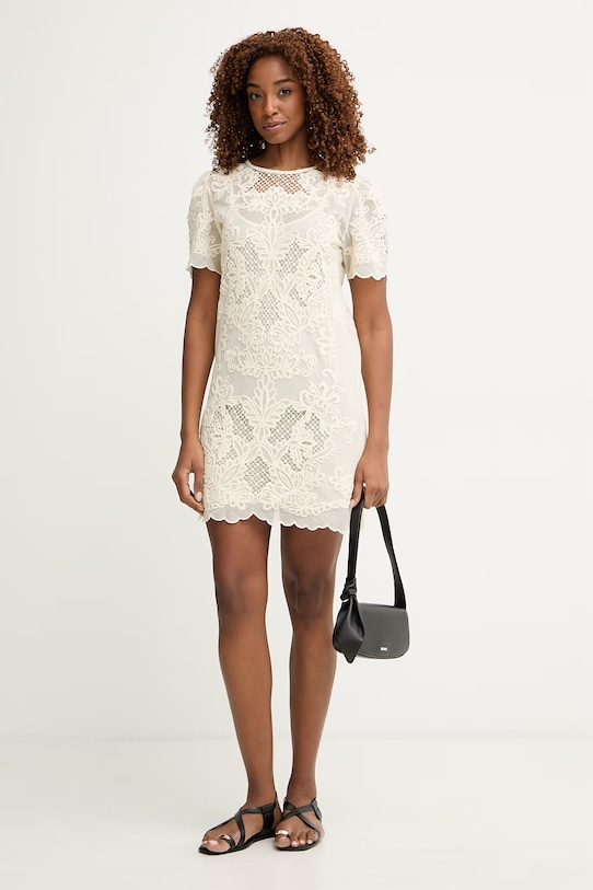 Twinset obleka z bombažem 261TP2582 bež SS26