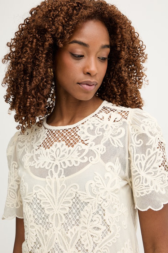 Twinset obleka z bombažem bež 261TP2582